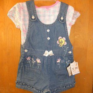 Baby Looney Tunes 2 piece Overall Shorts